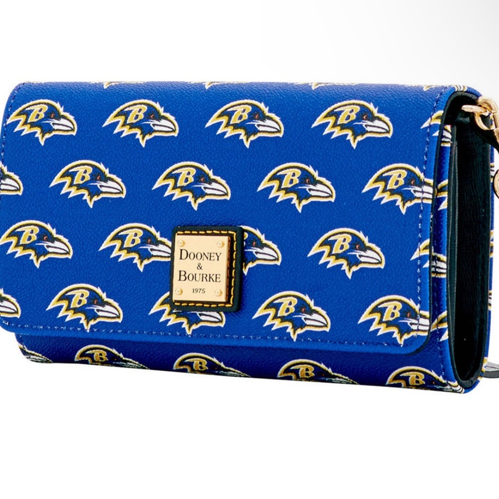 DOONEY & BOURKE NFL DAPHNE RAVENS LOGO WALLET CROSSBODY BAG CLUTCH PURPLE BLUE - Picture 3 of 15